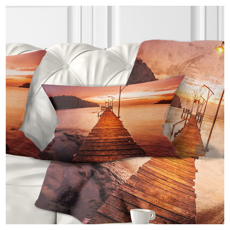 Coussin lombaire à coucher de soleil sur mer seascape