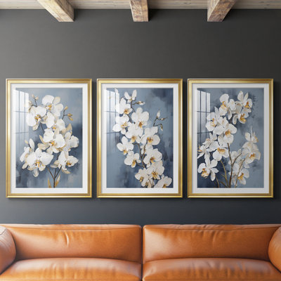 FLORAL Series CLXXXIV  -Custom Framed  Premium Print W Matt - 3 Pieces
