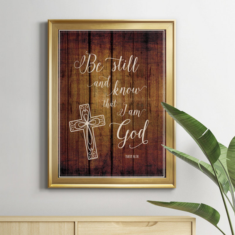 «Be Still», art textuel sur toile, H 22,5 po x l 30,5 po x P 1,5 po, Or