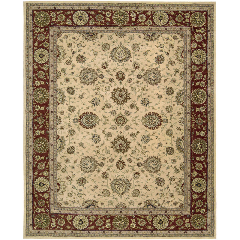 Tapis ivoire / rouge Cotesfield, Rectangle 9 pi 9 po x 13 pi 9 po