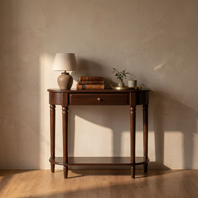 Console de 37 po en bois massif avec pieds tournés, Dark Brown