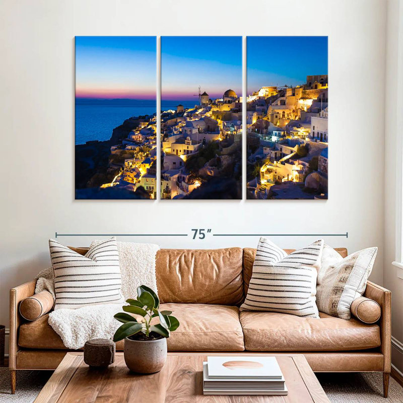 Gillard Santorini au coucher du soleil, H 42 po x l 65 po