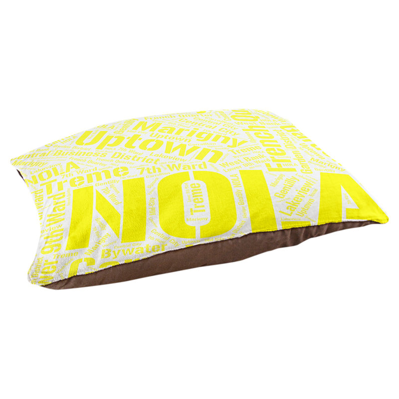 Coussin de chien « districts », Grand (l 40 po x P 30 po x H 14 po), Jaune, Nouvelle-Orléans