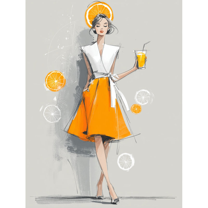 «Citrus Chic», art mural sur toile tendue, H 24 po x l 16 po