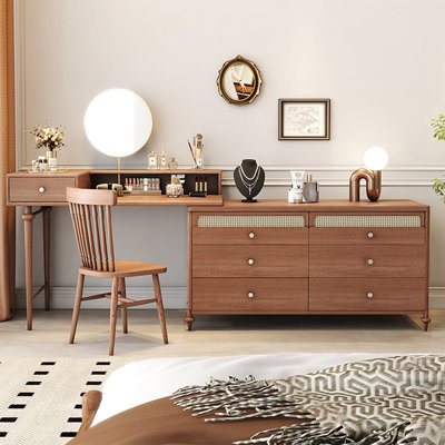 Coiffeuse avec miroir lumineux, 4 tiroirs, prise de courant