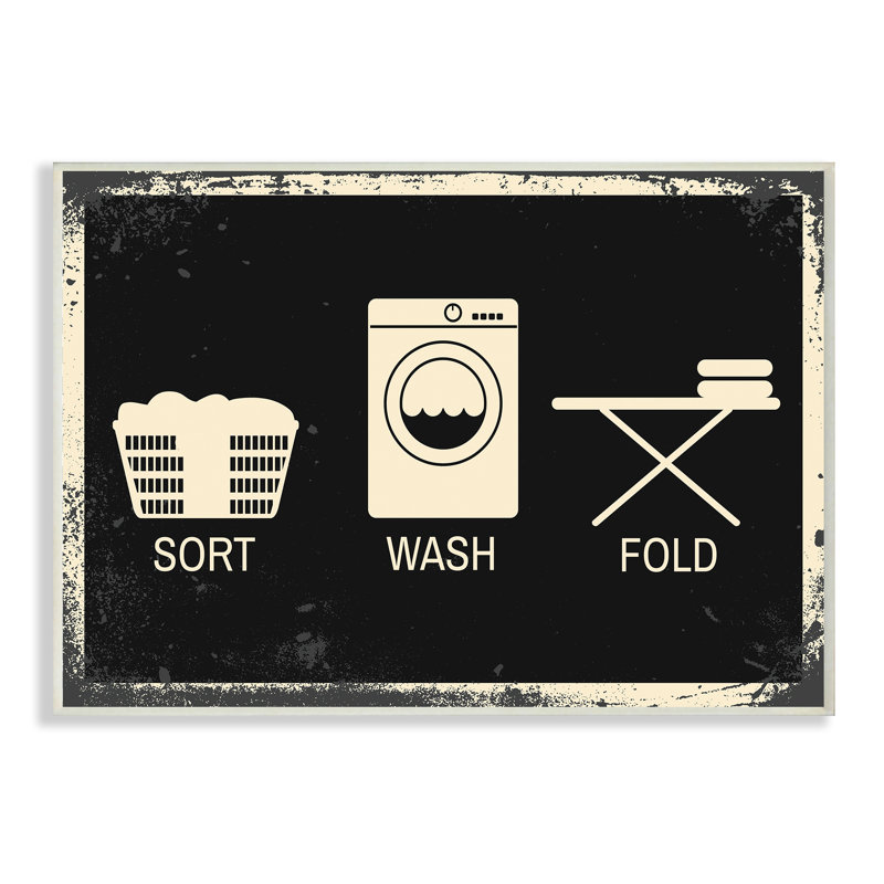 «Sort Wash Fold Symbols Industrial», reproduction d'impression sur toile, H 13 po x l 19 po, Sans cadre