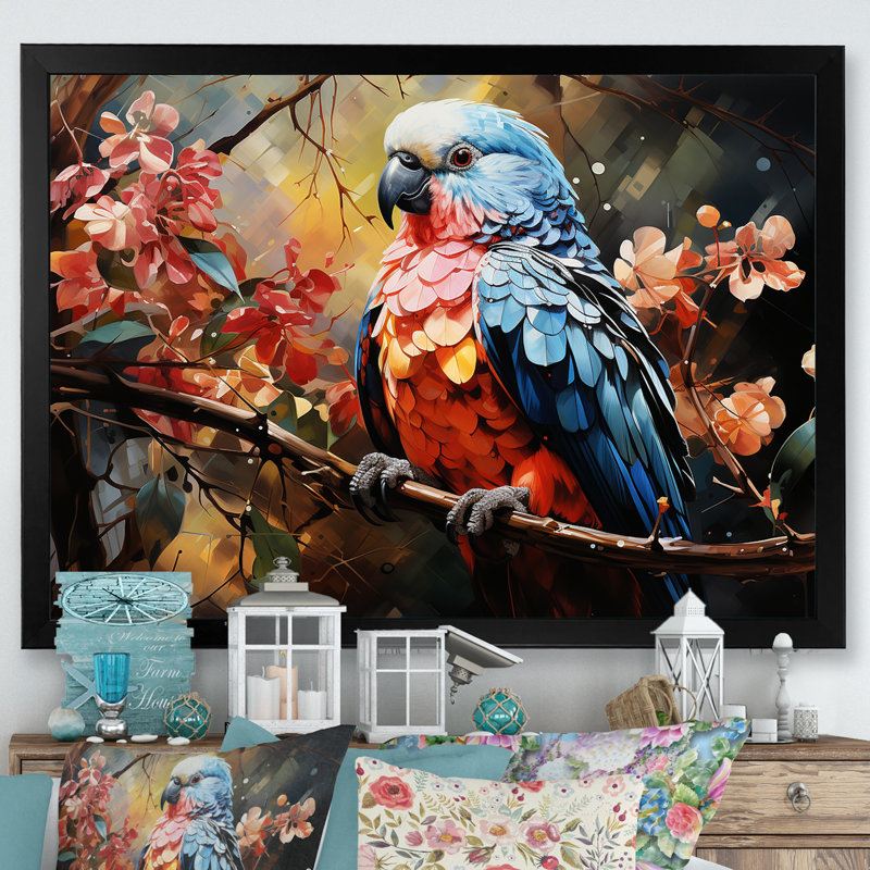 Perroquets, pays des rêves, impression sur toile, H 16 po x l 32 po x P 1 po, Cadre photo noir