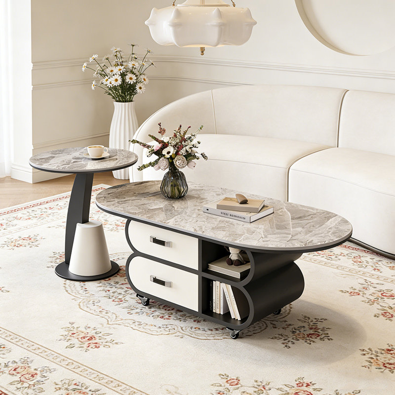 Table basse avec rangement, H 17,71 po x L 39,37 po x l 19,68 po, Gris