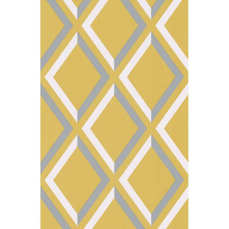 Pompeian Geometric Wallpaper Roll, Lime/Gray