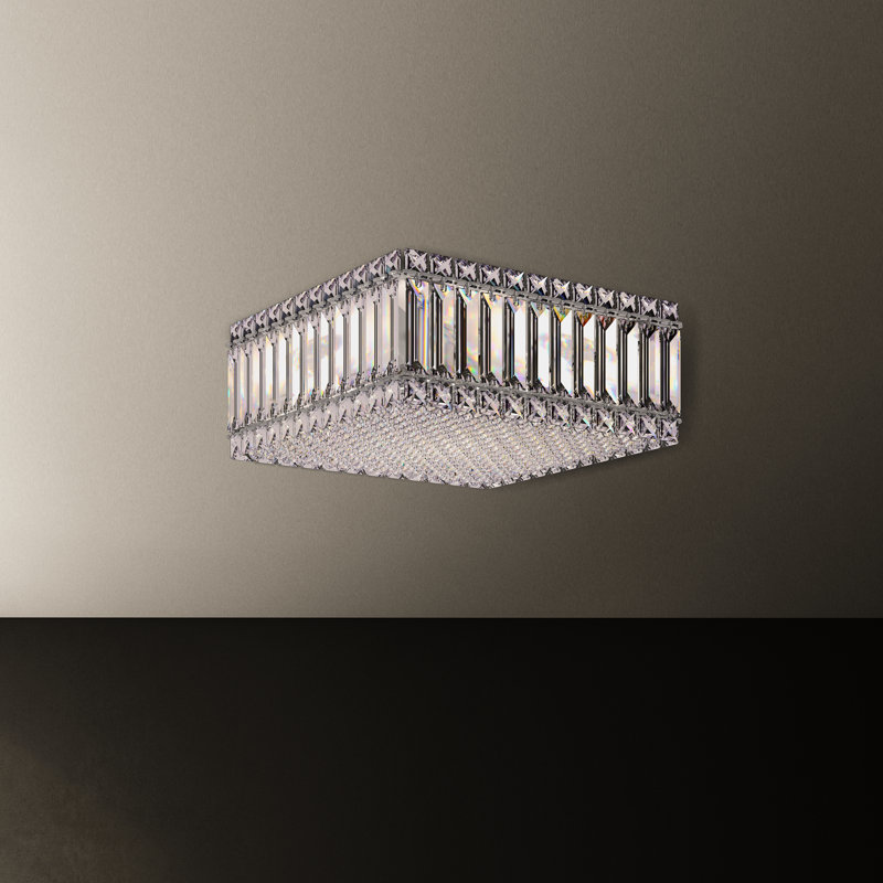 Quantum 4 - Light Flush Mount, Polished Stainless Steel, 6" H x 12" W x 12" D