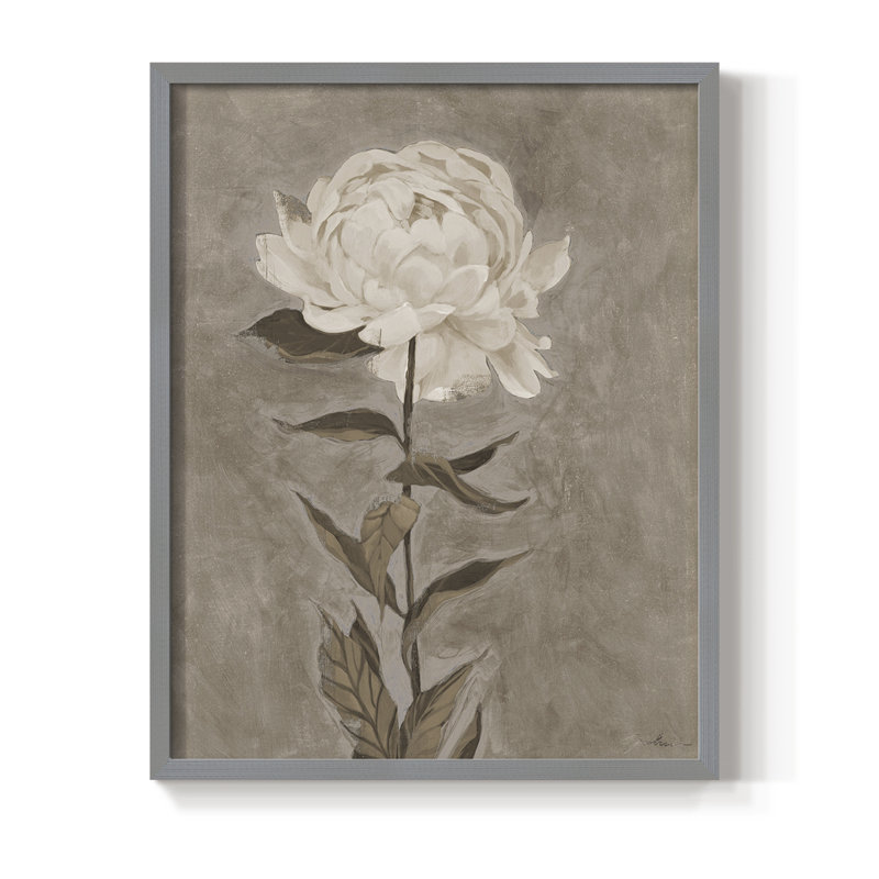 «Pretty as a pivony I», reproduction encadrée - bois massif, H 21 po x l 17 po, Gris