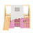 Twin Size House Loft Bed with Sills and Tents, Solid Wood Loft Bed with Ladders and Slide, Chic Design with Lights, No Box Spring Needed, Natural+Pink-1788587916-1788587906