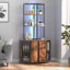 22.2'' Corner Triangle 5 Tier Wine Bar Cabinet With LED Light And USB Charging Port-286757978