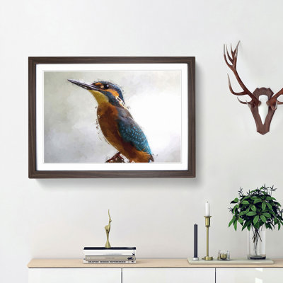 Graceful Kingfisher Bird in Abstract - Picture Frame Painting Print on MDF