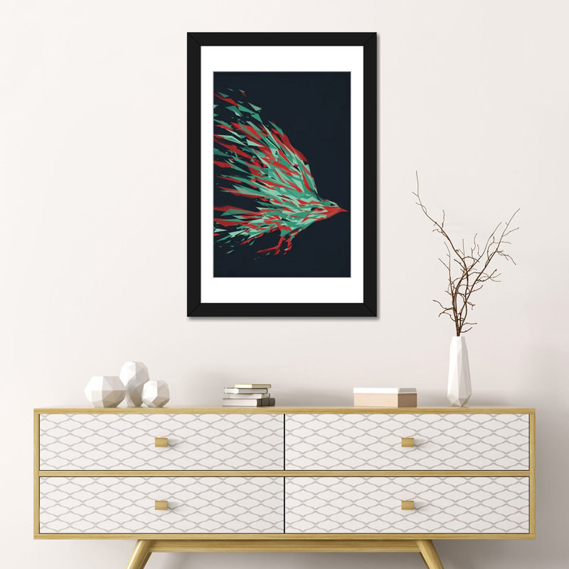 «Swift», reproduction d'impression sur toile, H 32 po x l 24 po x P 1 po, Papier d'art encadré noir, Blanc