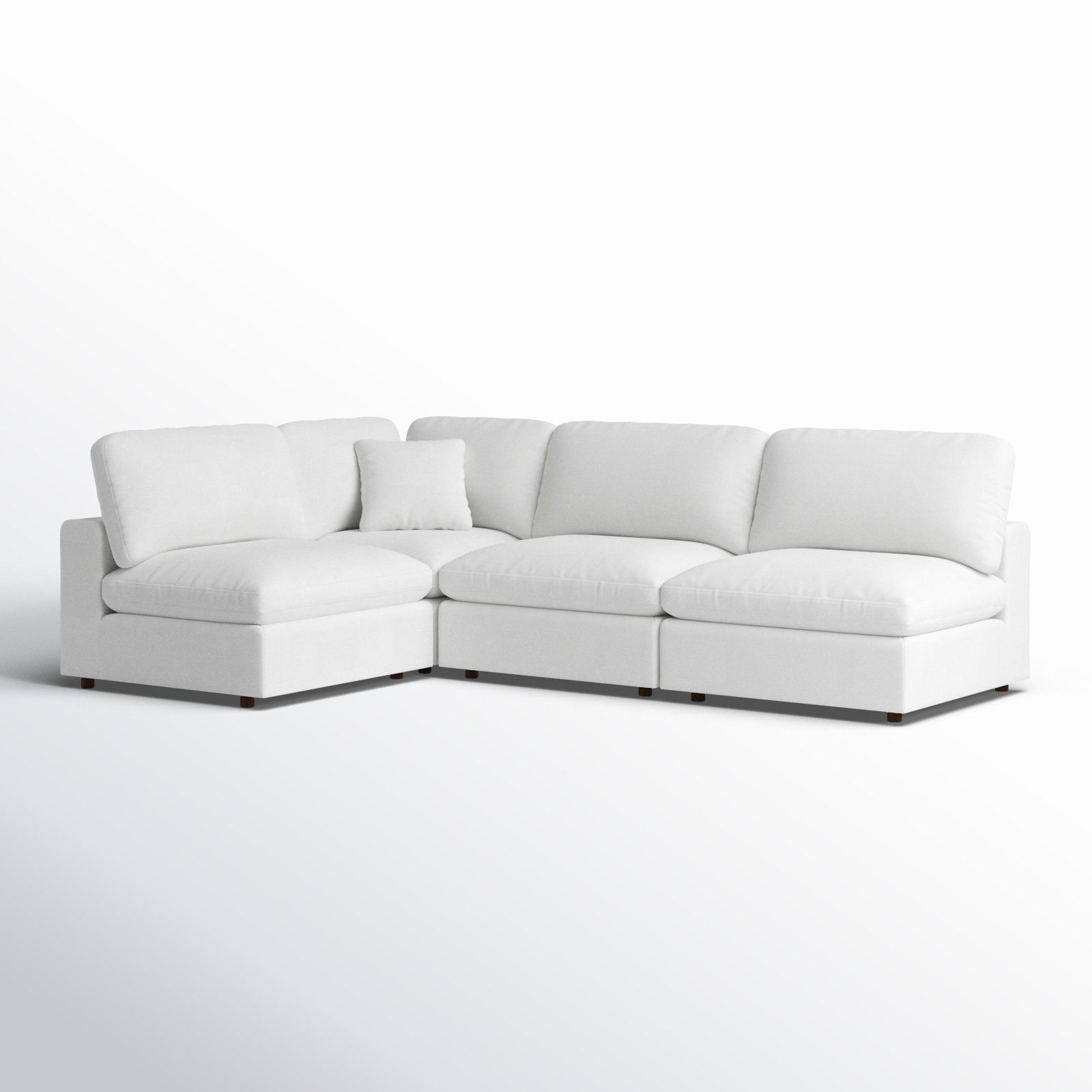 Jossa Upholstered L-Sectional, White Linen Blend