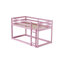 Lit superposé simple au-dessus d'un lit simple avec échelle, en bois massif et en bois d'hévéa massif avec plateforme à lattes renforcées, rose-981284757