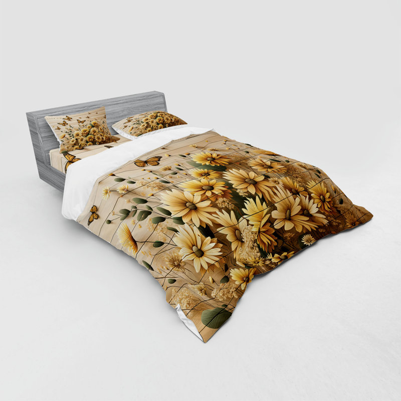 Polyester Floral Duvet Cover, California King Duvet Cover + 3 Additional Pieces