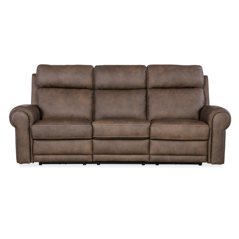 Kalahari Bark Leather Reclining Sectional with Cup Holder
