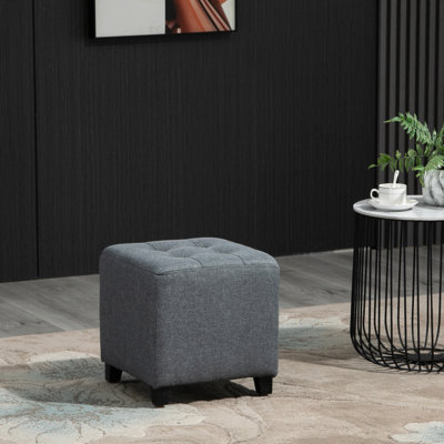 Leella 35cm Wide Tufted Square Solid Colour Footstool Ottoman