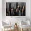 «Moody Gold Grey Dark City Buildings», œuvre d'art sur toile encadrée-107907842-107907847