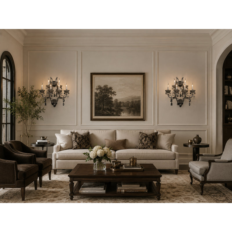 Applique murale en cristal fumée 4 lumières Transitional, Fumée