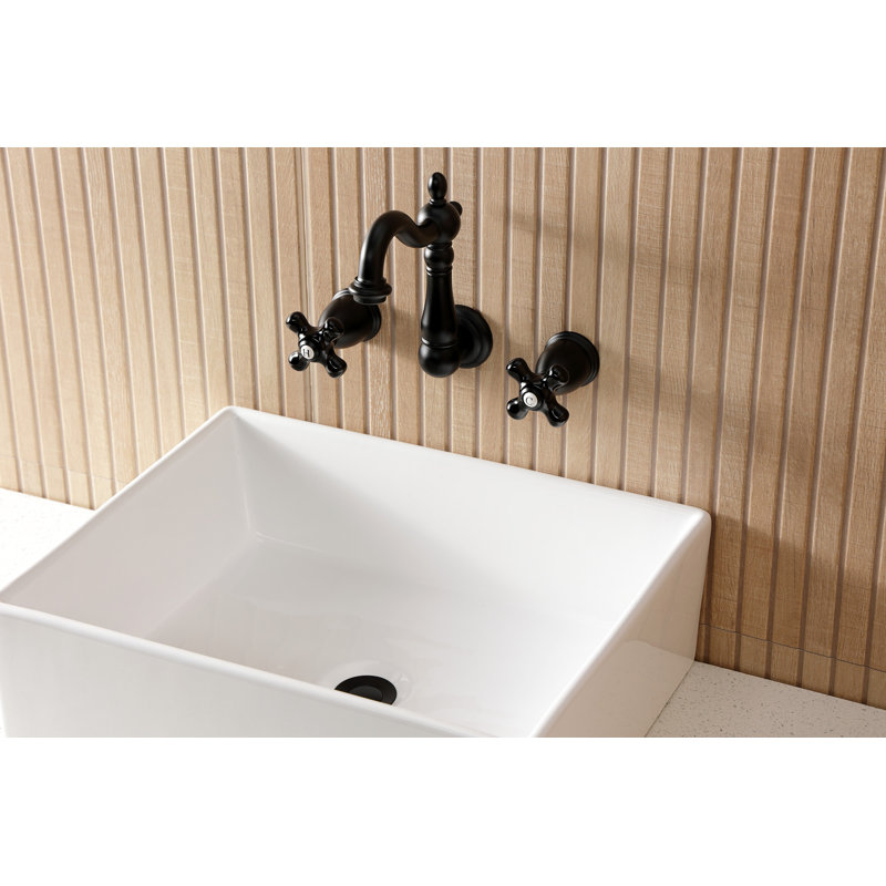 Kingston Brass Duchess Two-Handle Wall Mount Bathroom Faucet, Matte Black
