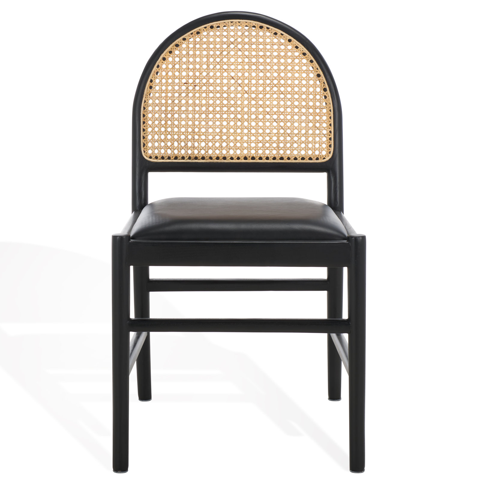 Ottavia Genuine Leather Side Chair, Black Leather, Black