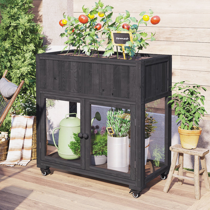 Cold Frame Greenhouse With Wheels For Outdoor Indoor Use, Black