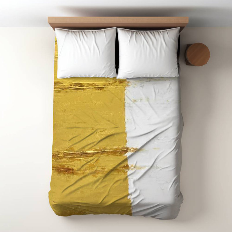 Polyester Sateen Duvet Cover, Twin Duvet, Blue Golden Stripe
