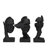 Black Polystone Face Decorative Sculpture, Set of 3