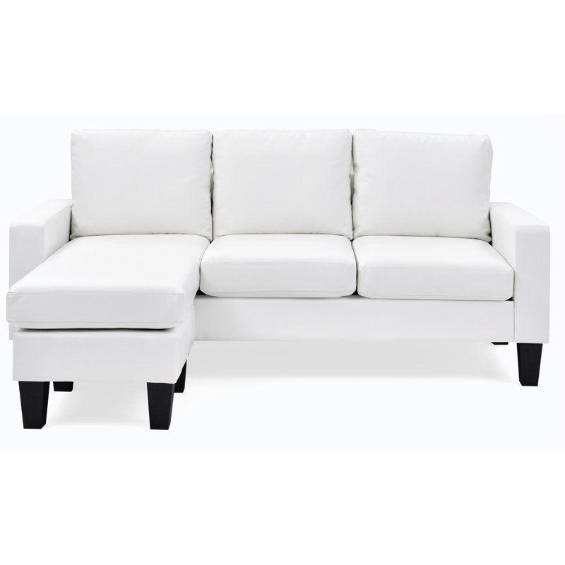 Canapé modulaire en cuir 2 pièces Vegan, Simili cuir blanc, Orienté à gauche (vu de face)
