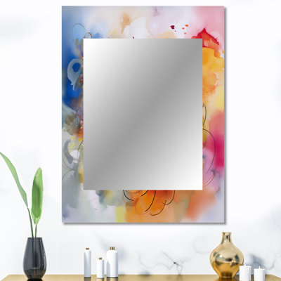 Blue, Yellow and Orange Colorful Whirls VI - Abstract Decorative Mirror On Metal