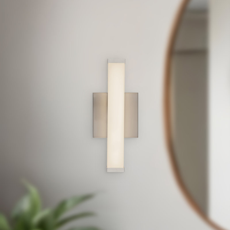 Geri 12-in Black dimmable LED Wall Sconce, 12-in, Nickel