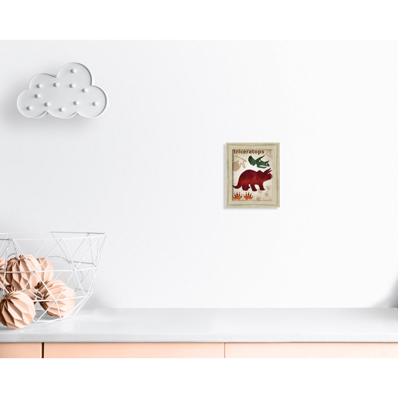 Adhésif décoratif dinosaures-04 ', H 12 po x l 10 po x P 0,625 po, Beige Flat Framed