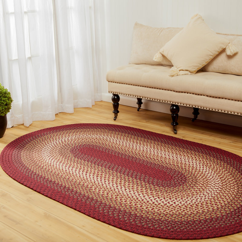 Tapis intérieur / extérieur rouge tressé à la main Epes, Ovale 5 pi x 8 pi