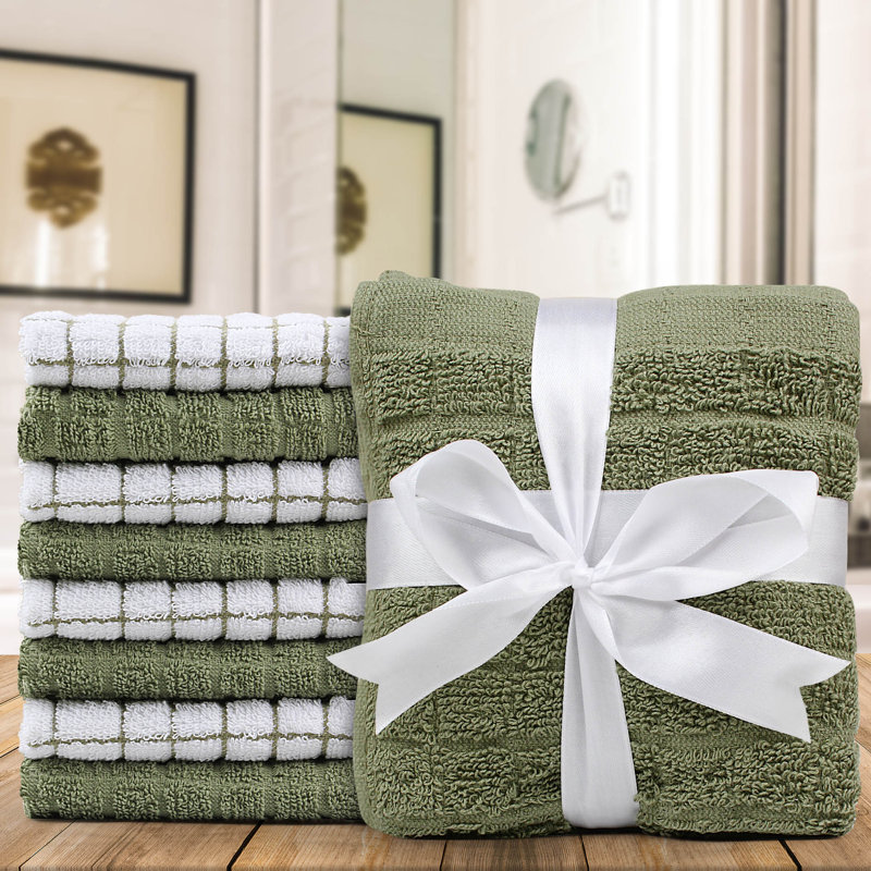 Jeanise Midweight Washcloth, Green/White