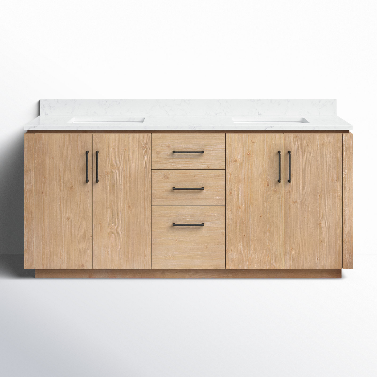 Cloverfield 72'' Double Bathroom Vanity, Fir Wood Brown, Matte Black