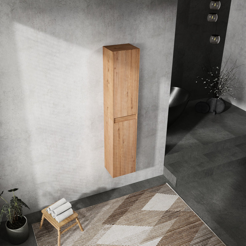 12" Bathroom Side Cabinet, 2-Soft Close Doors, Float Mounting Design