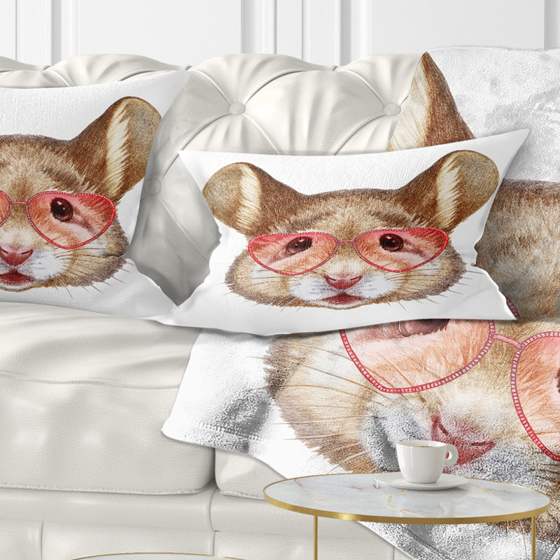 Coussin lombaire pour souris amusante avec verres à cœur animal