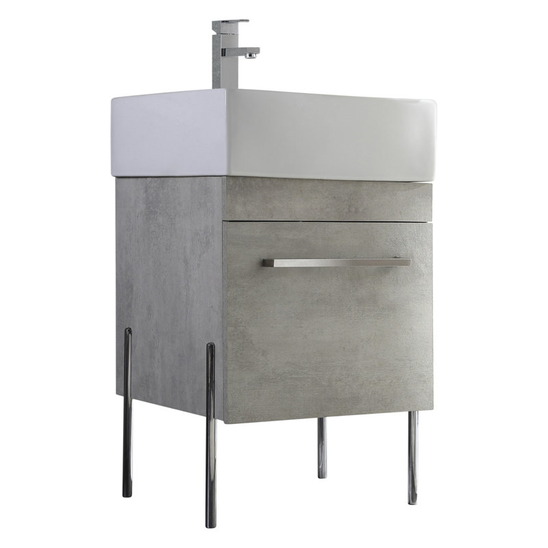 Taft Avenue 20'' Single Bathroom Vanity with Solid Surface Top, Polished Chrome, Gray Marble