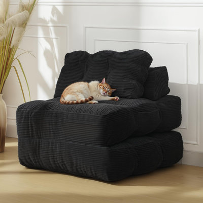 Convertible Folding Sofa Bed Floor Chair with Back Support, Pillow & Soft Mattress, Portable Lounge Sleeper for Home Bedroom