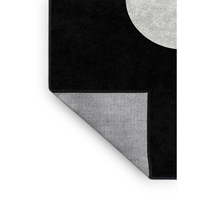Tapis géométrique vert / noir lavable à la machine Ovetta