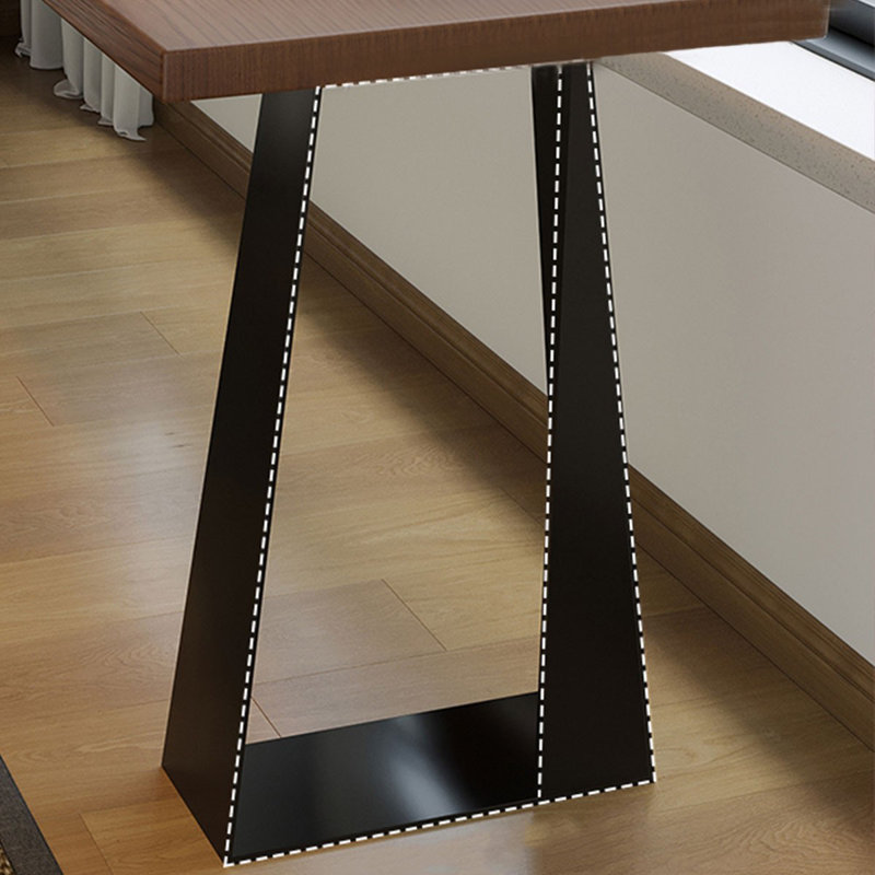 Bureau brun en bois massif en forme de L + fer, 29.53" H x 78.74" W x 55.12" D, Left Hand Facing