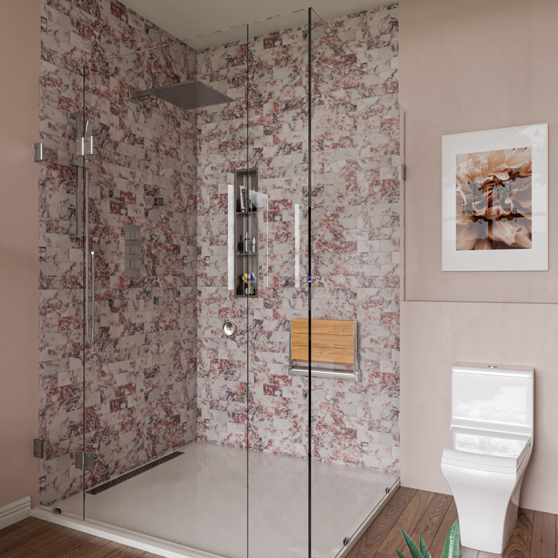 Niche de douche verticale en acier inoxydable, Acier inoxydable brossé