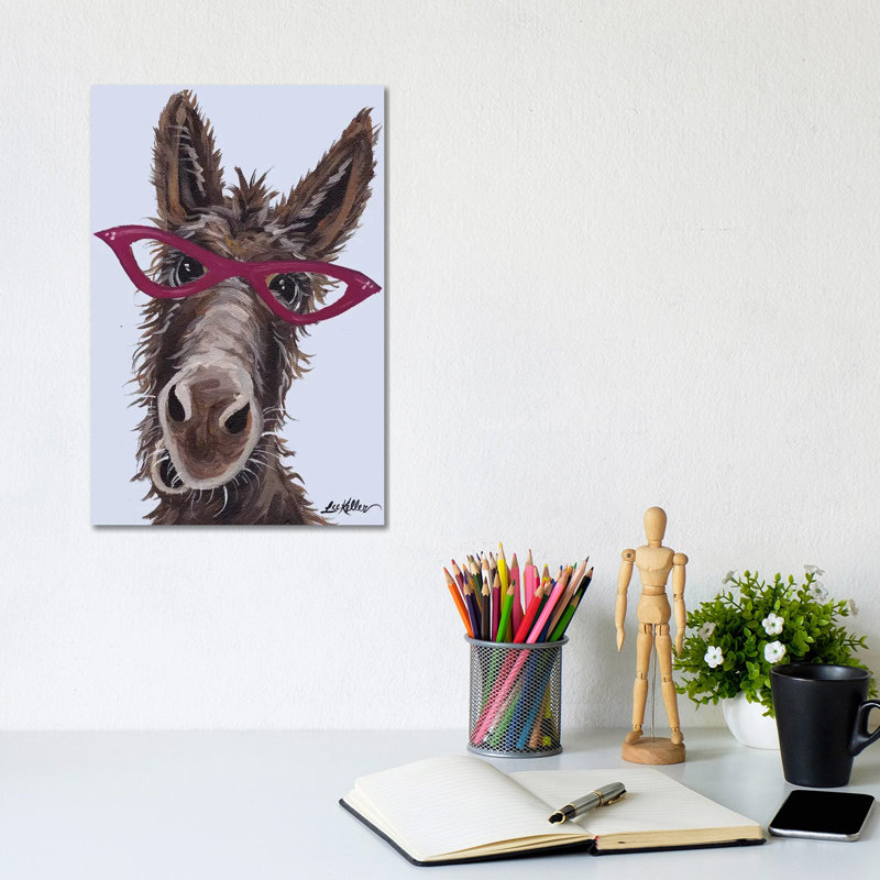 Donkey With Glasses by Hippie Hound Studios - Wrapped Canvas Print, 20.32 cm H x 30.48 cm W