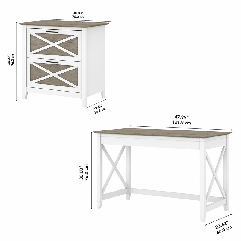 Ozro Writing Desk, Shiplap Gray/White