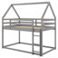 Lit simple superposé simple au-dessus de simple, lit maison avec échelle, gris