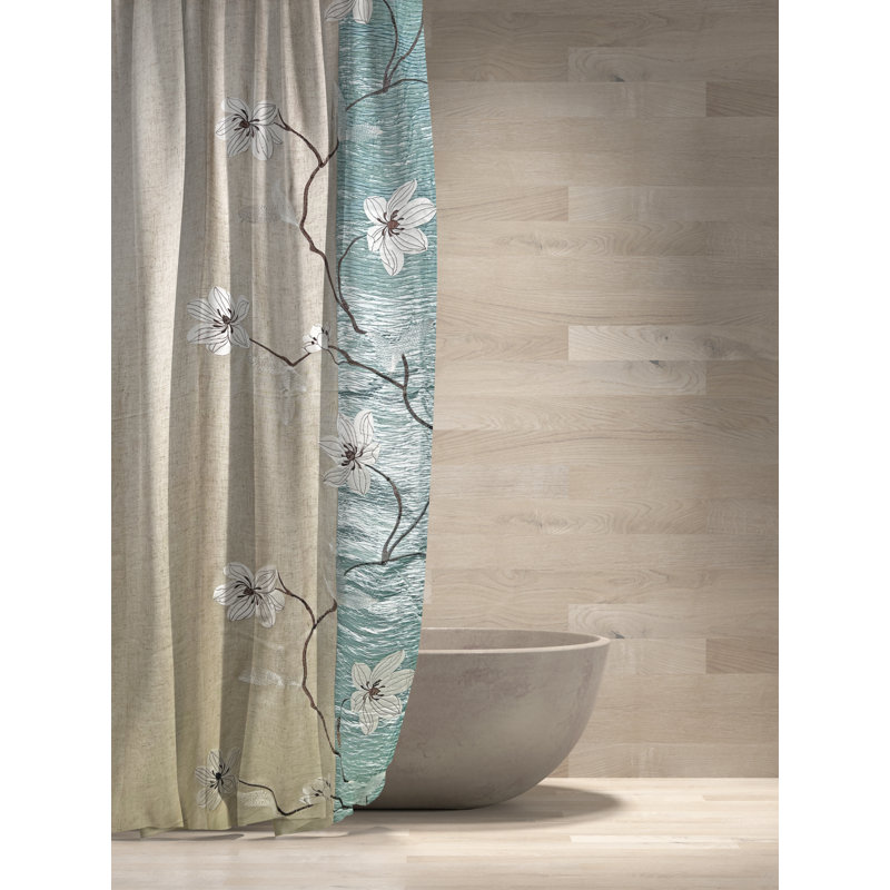 Rideau de douche Magnolia, Bleu, H 72 po x l 72 po