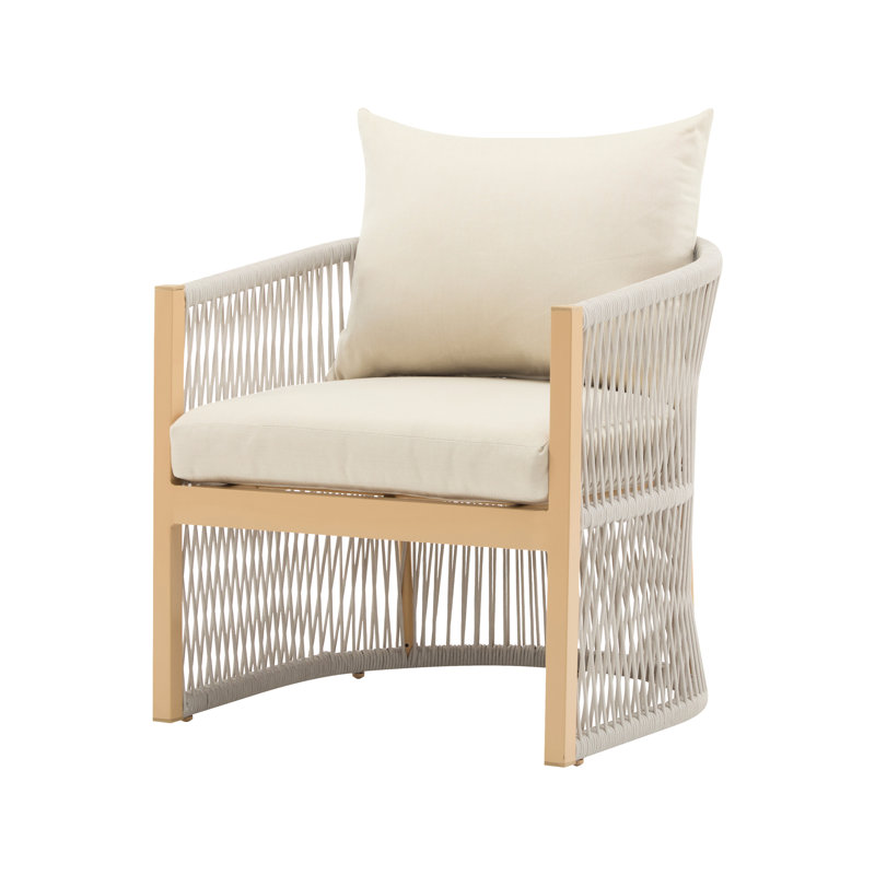 Méridienne en aluminium beige avec assise large ergonomique et élégante pour la détente intérieure et extérieure.